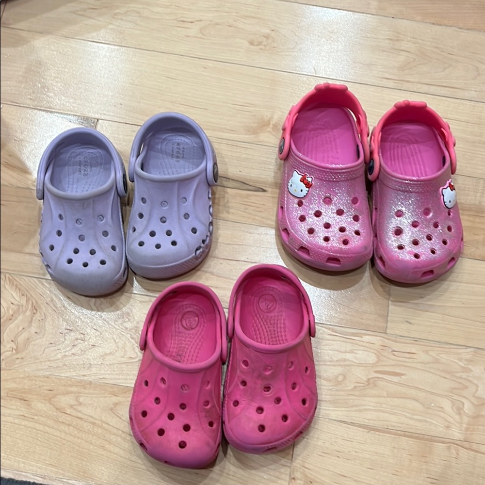 Kids Pink and Purple Clogs: size 6, 6-7, 8-9